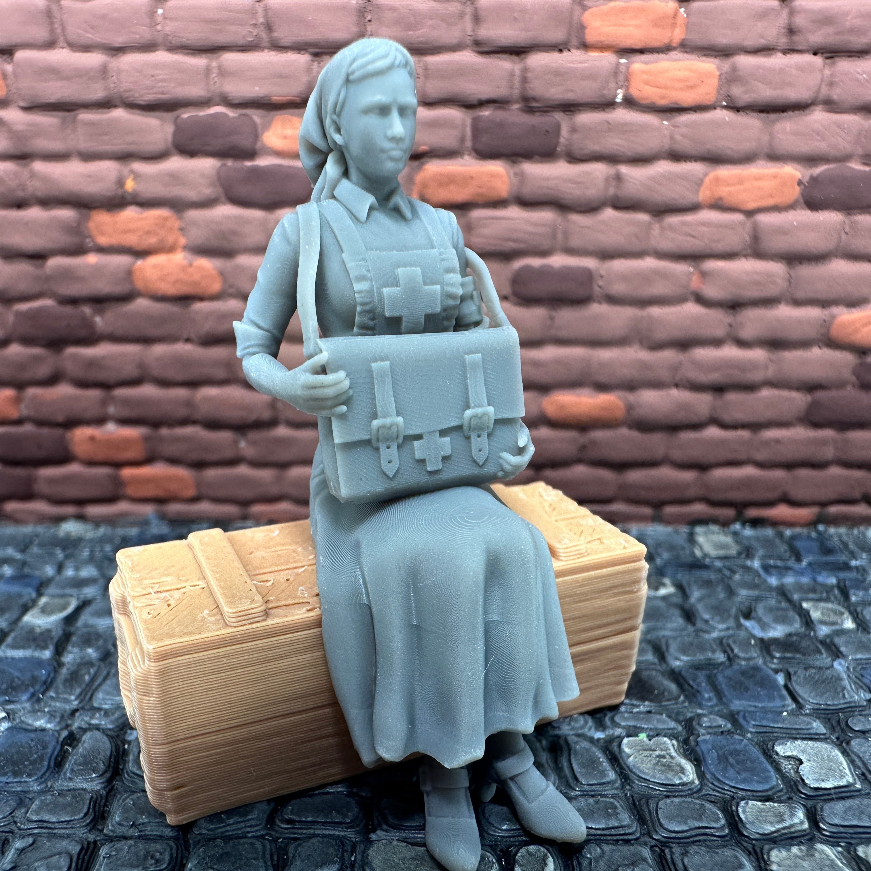 WW2 Allies Nurse Sitting 1/32 Scale Wargame Figure