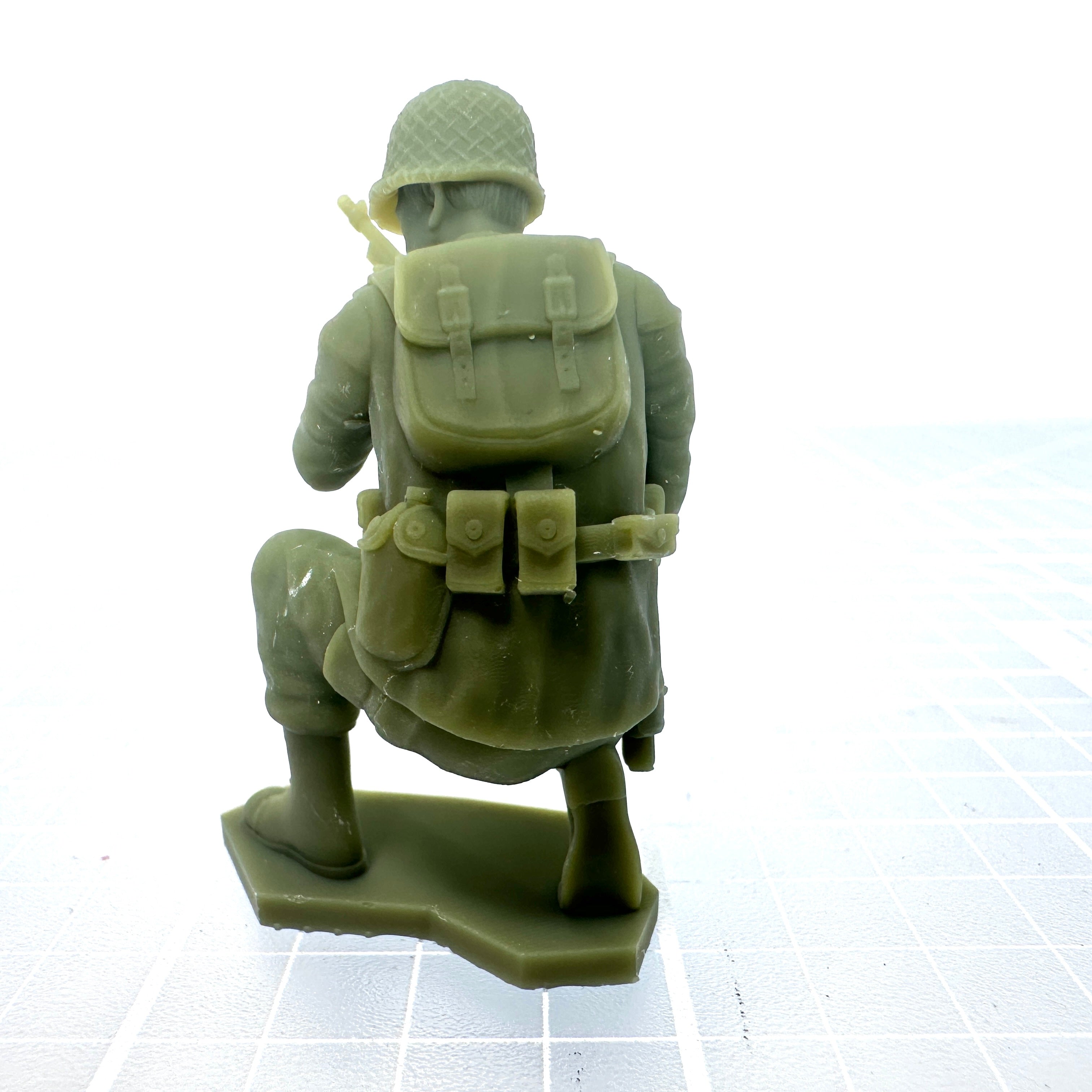 WW2 American Soldier Crouched with Thompson