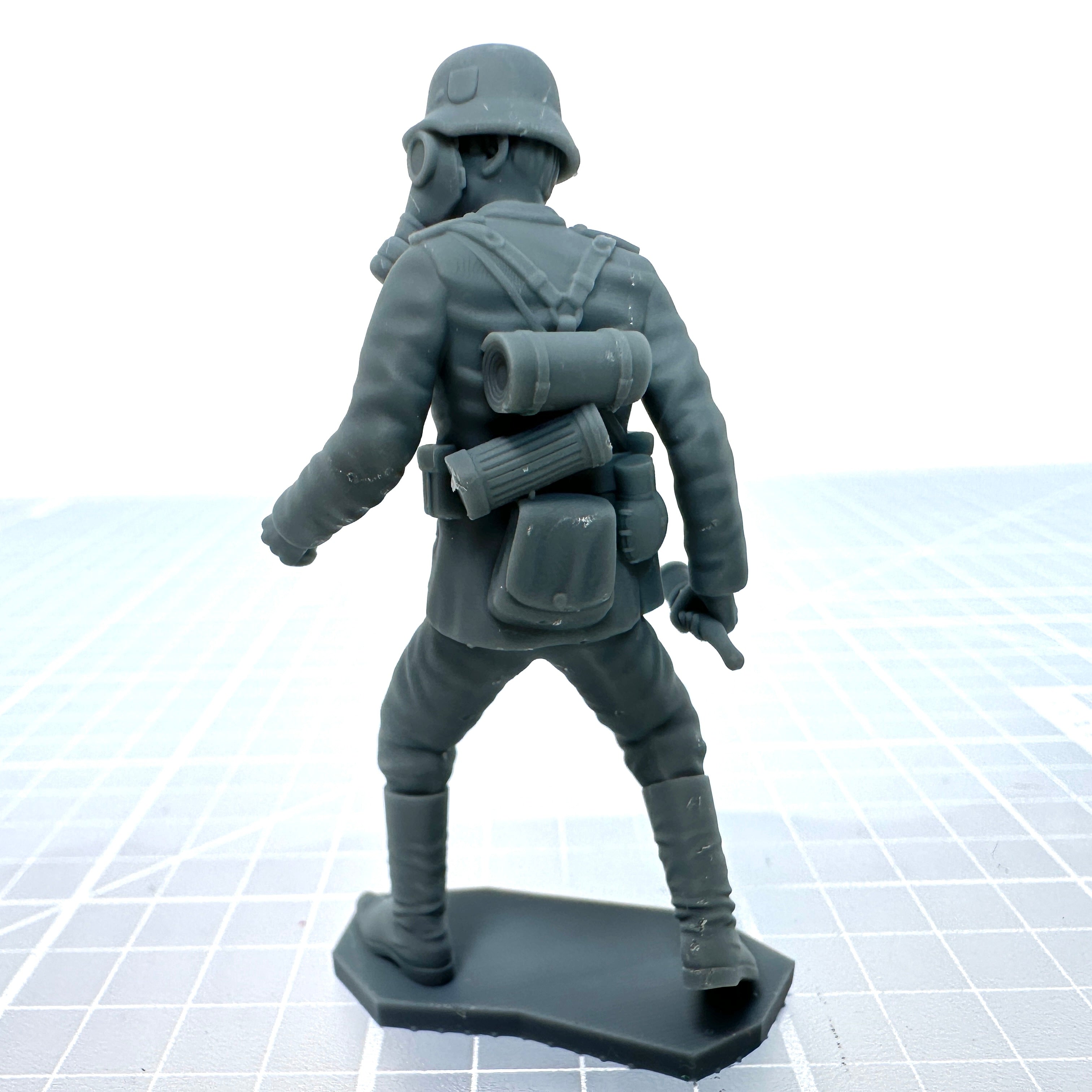 WW2 German in Gas Mask with Grenade