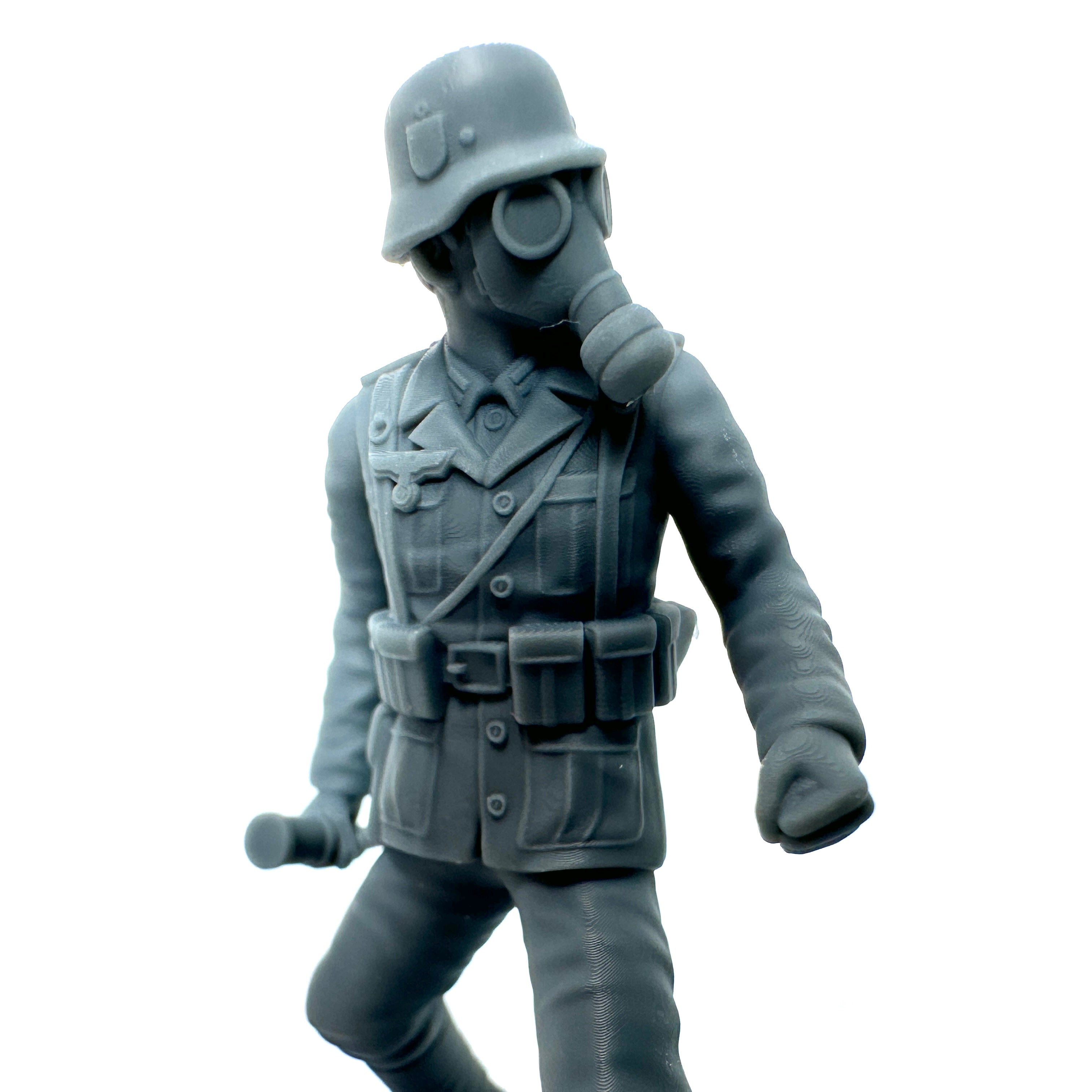 WW2 German in Gas Mask with Grenade