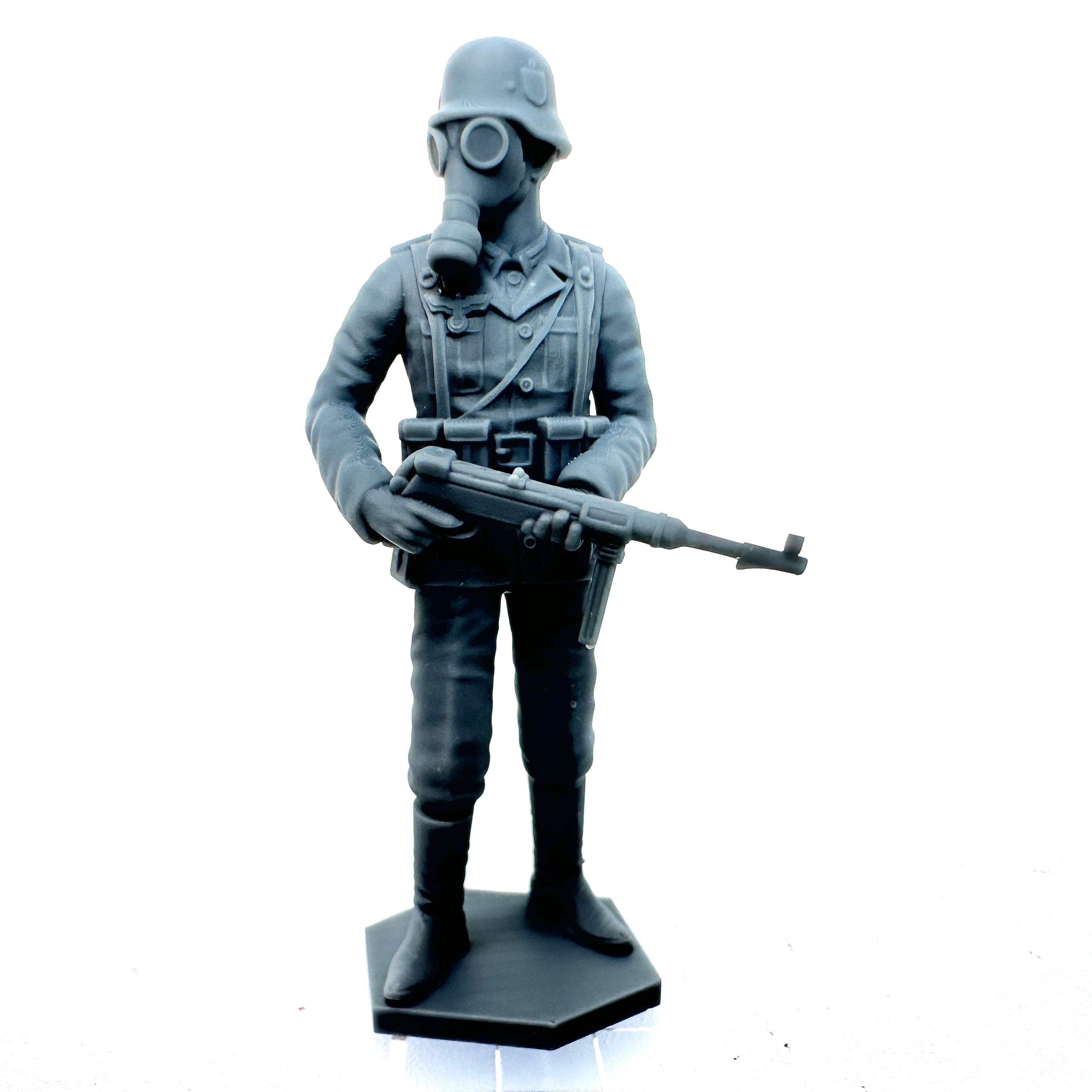 WW2 German in Gas Mask with Sub Machine Gun