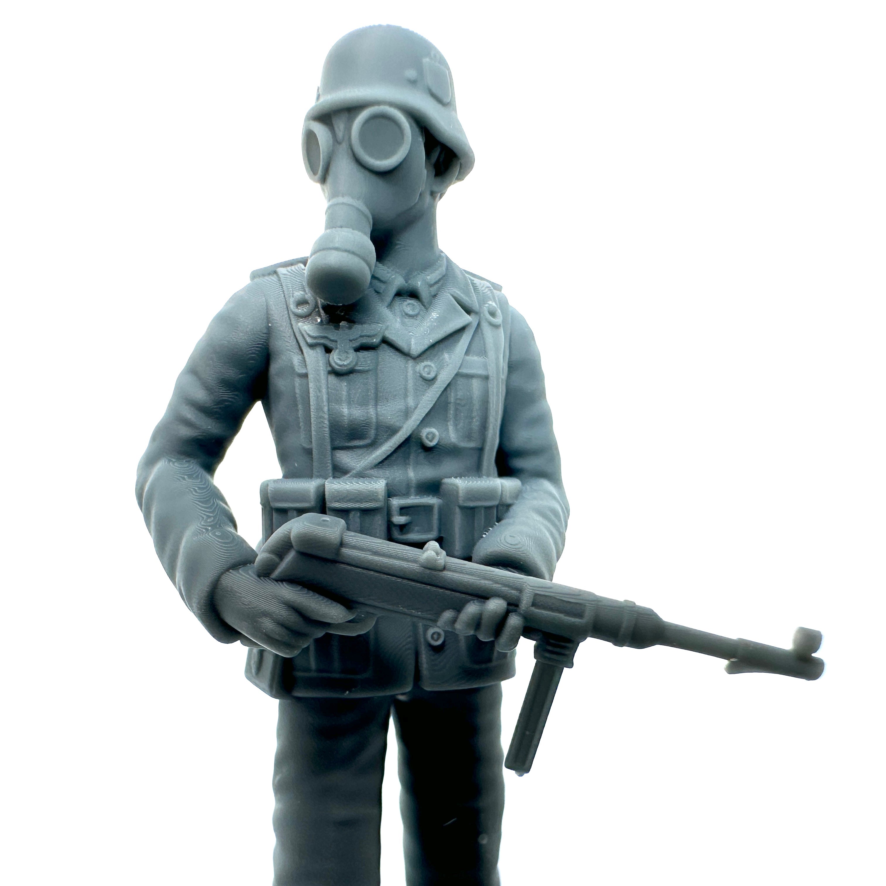 WW2 German in Gas Mask with Sub Machine Gun