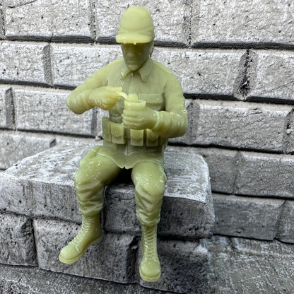 WW2 American Sitting Eating C-Ration