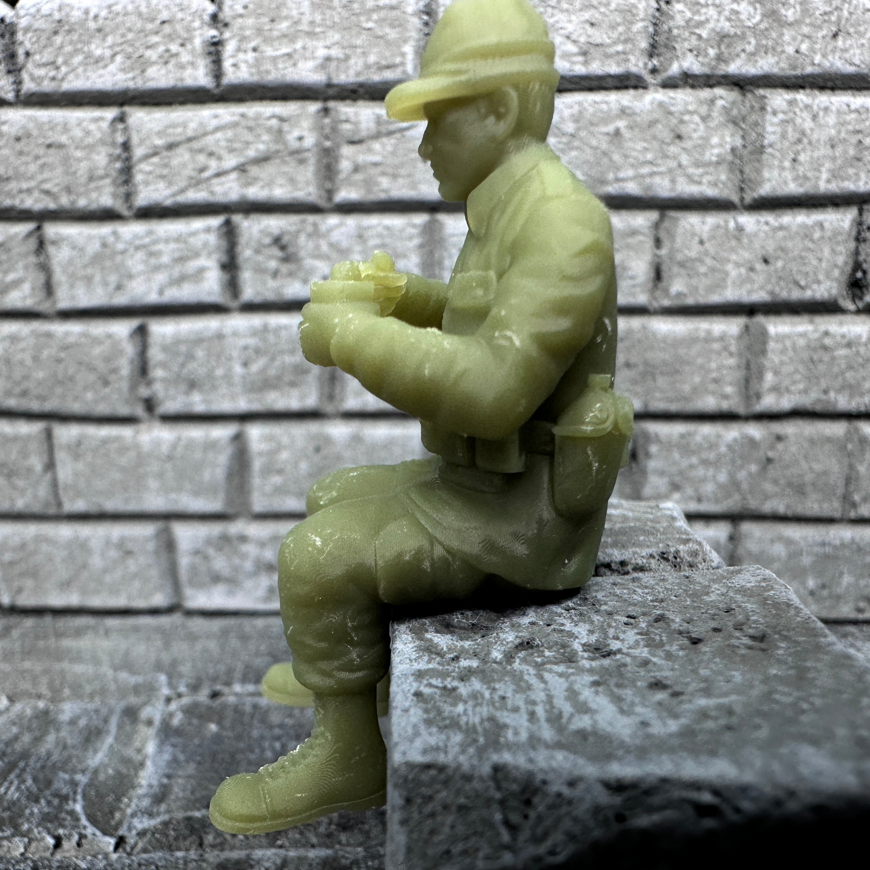 WW2 American Sitting Eating C-Ration