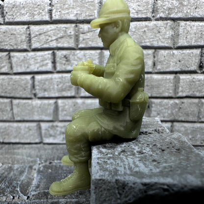 WW2 American Sitting Eating C-Ration