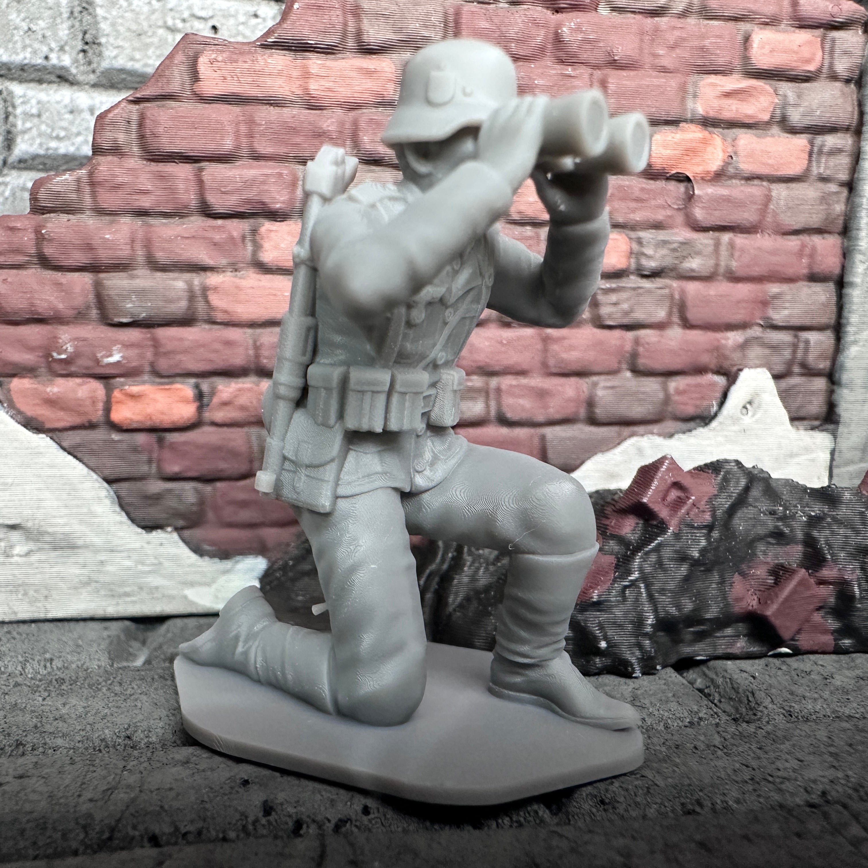 WW2 German Kneeling with Binoculars