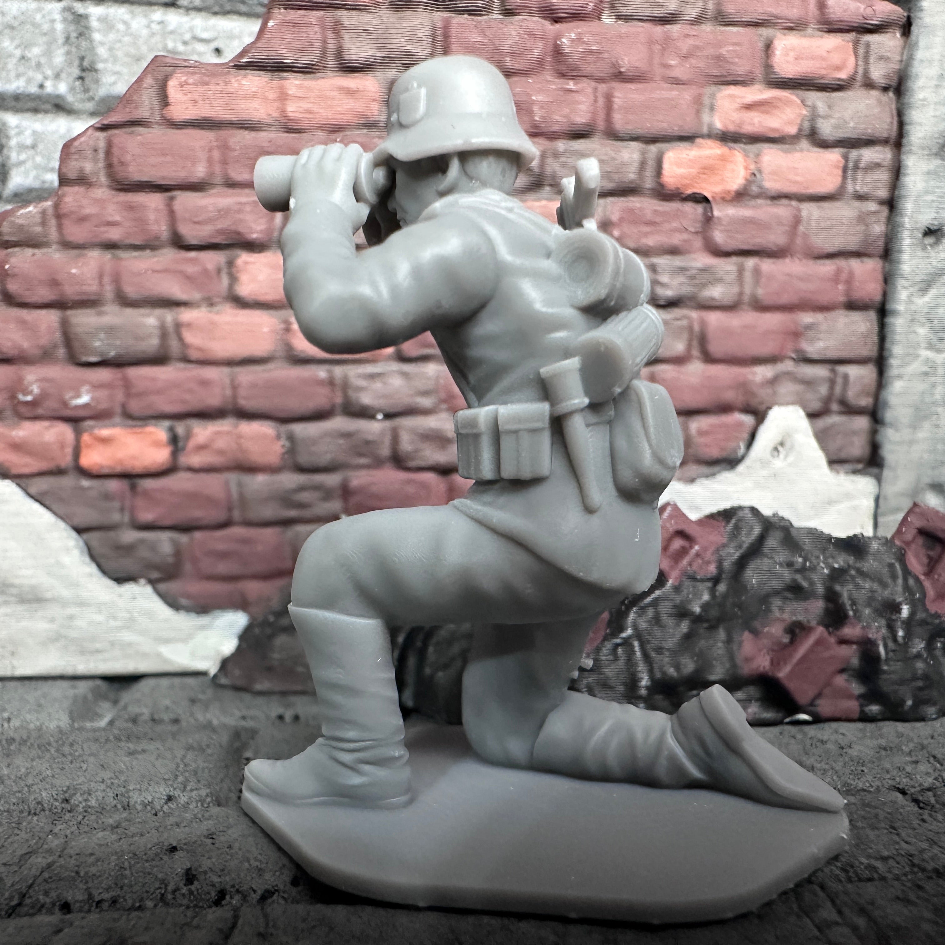 WW2 German Kneeling with Binoculars