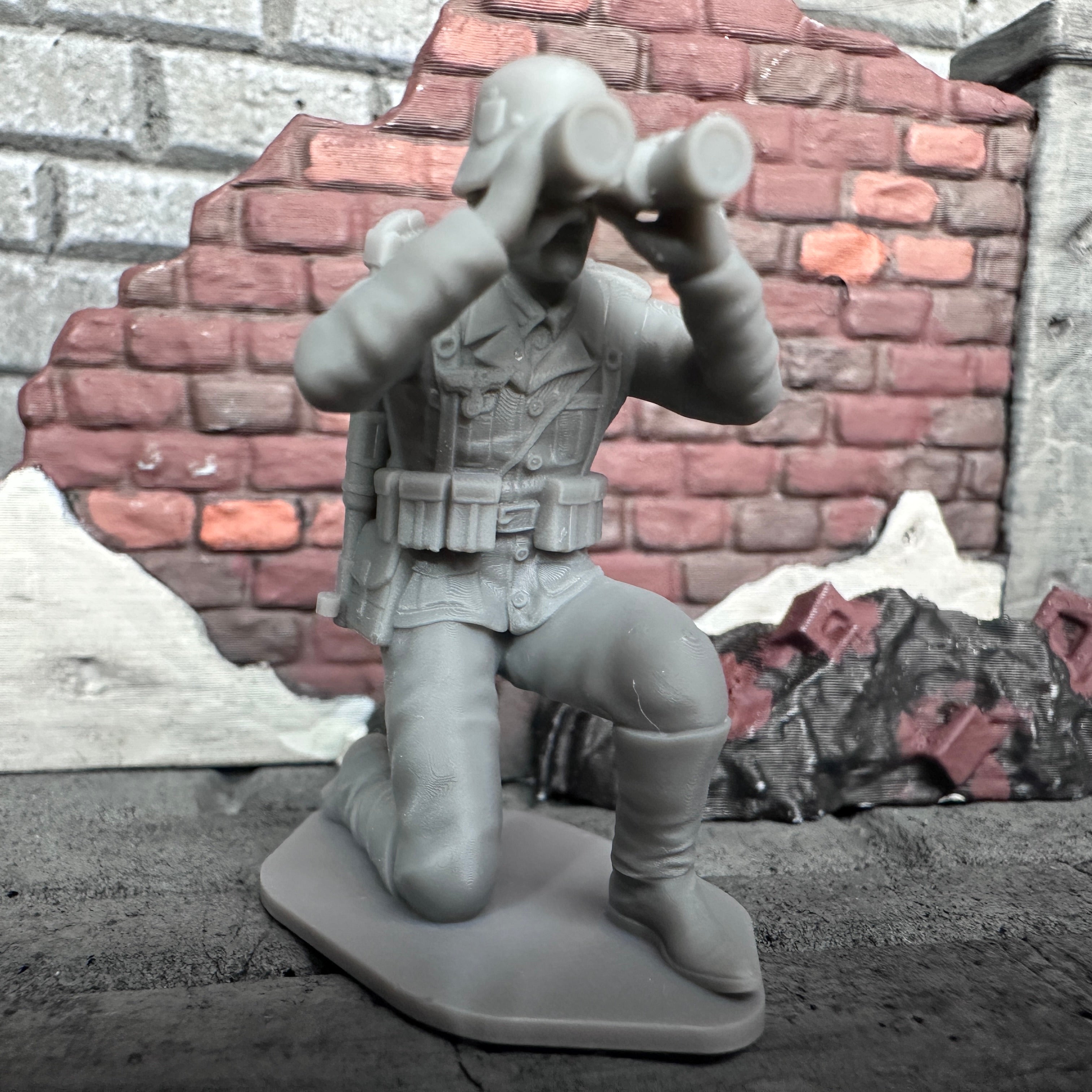 WW2 German Kneeling with Binoculars