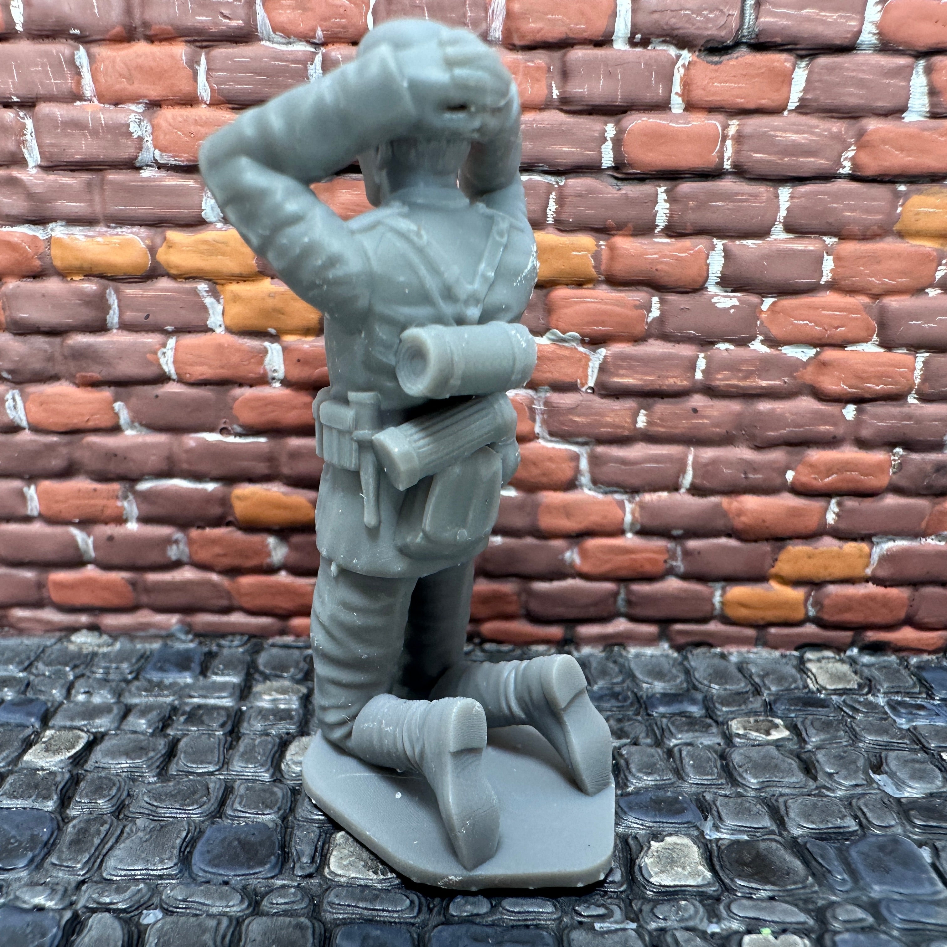 WW2 German Soldier Kneeling Surrendering